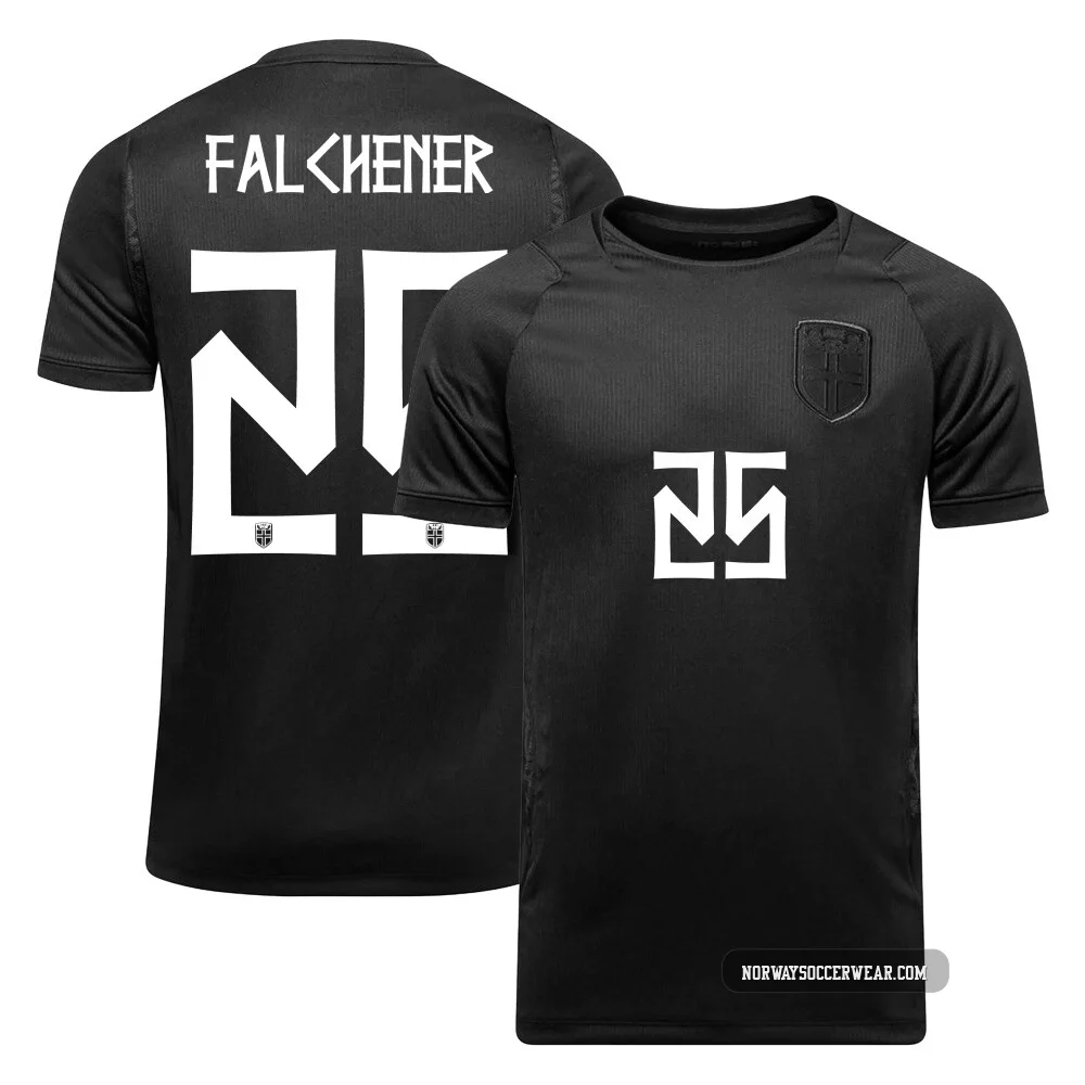 Henrik Falchener ＃25 Norway National Team Replica Away World Cup 2026 Soccer Jersey - Youth Black