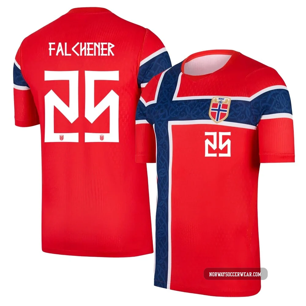 Henrik Falchener ＃25 Norway National Team Replica Home World Cup 2026 Soccer Jersey - Youth Red